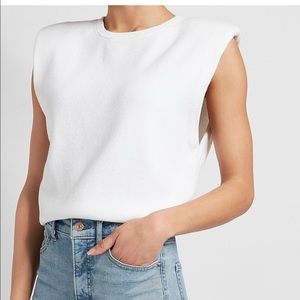 Ribbed padded shoulder sweater